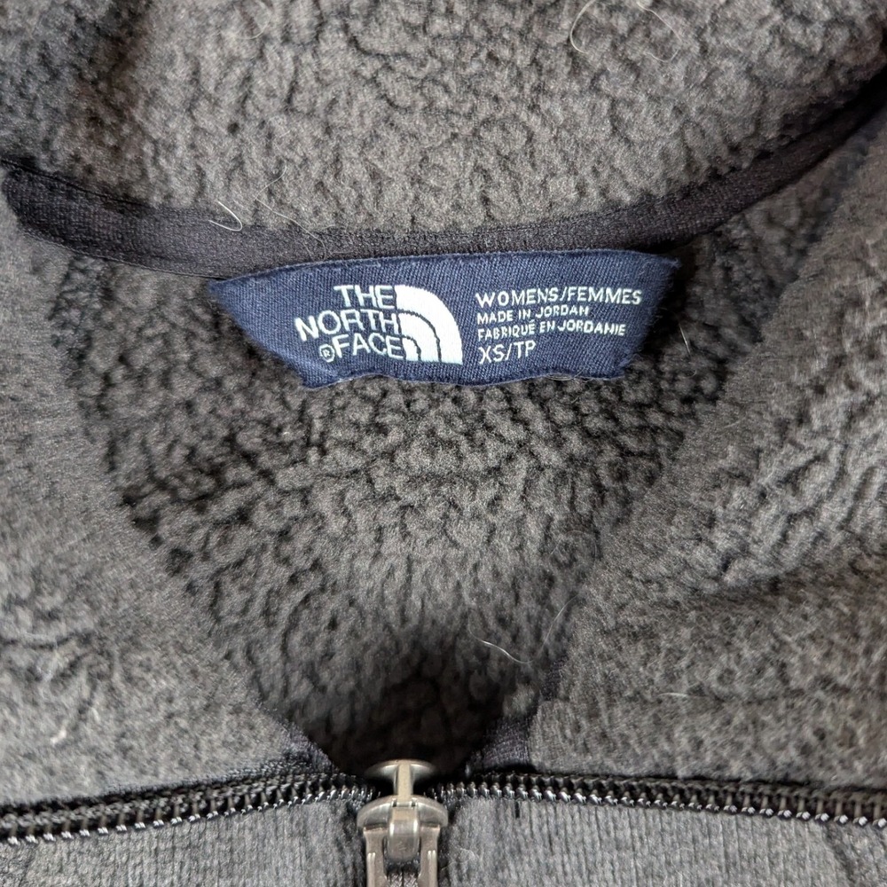 The North Face Womens XS Full Zip Fleece Jacket Charcoal Gray Sherpa Collar Logo - Picture 2 of 12